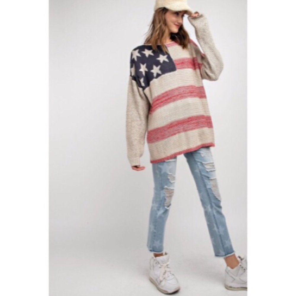 🇺🇸🆕🎉HP🎉5⭐️Flag Knit Sweater - Picture 5 of 7